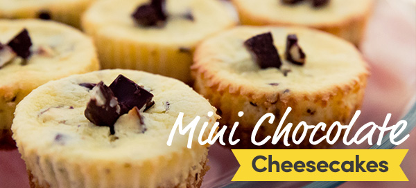 salted chocolate chunk and pretzel mini cheesecakes